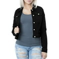 thumbnail image 2 of Jiyugala Coats for Women Basic Solid Color Button Down Denim Cotton Jacket With Pockets Crop Jacket, 2 of 7
