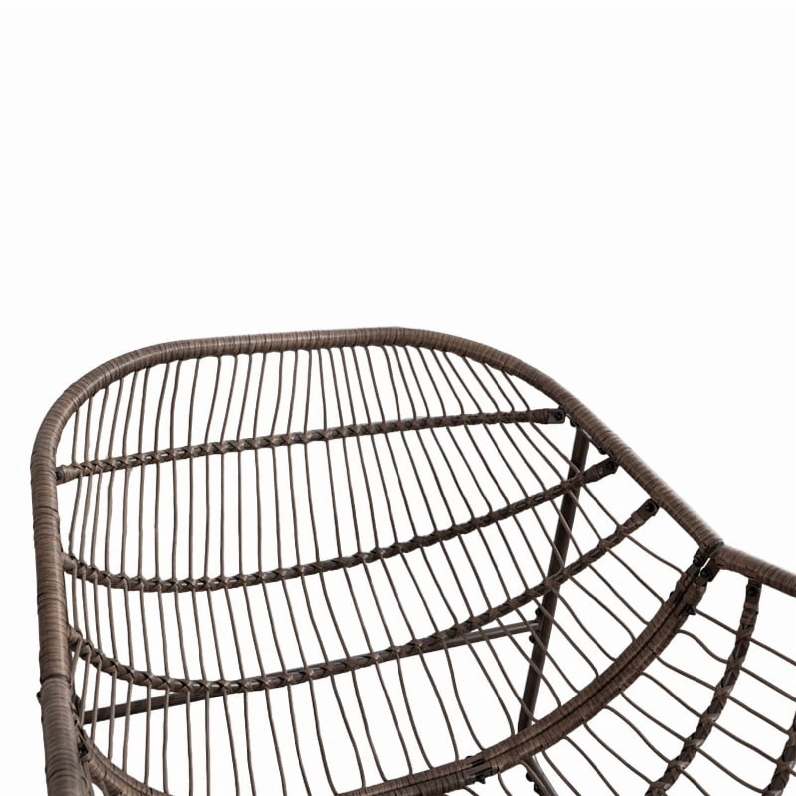 Howcool Patio Round Oversized Rocking Chair with Padded Cushion, Papasan Rattan Recliner Armless Chair