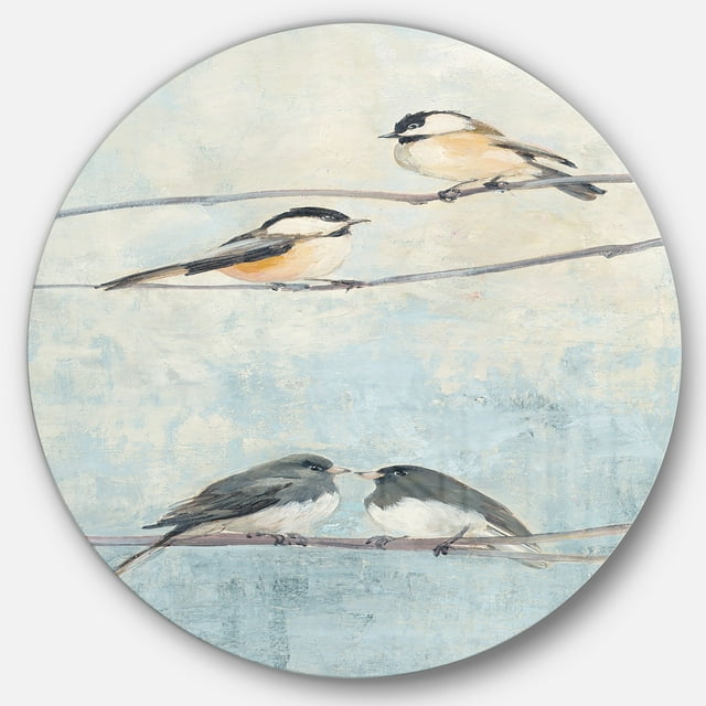 Designart 'Bird Hanging on Tree I' Traditional Metal Circle Wall Art - Disc of 36