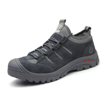 

Men’s Steel Toe Work Shoes Waterproof Leather Safety Shoes Lightweight Work Sneakers Breathable Construction Shoes