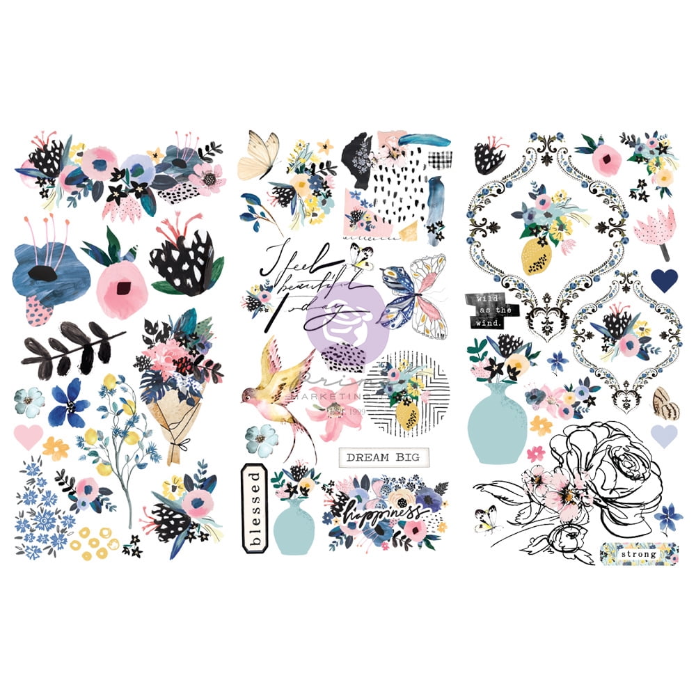 Prima Marketing Spring Abstract Rub-On Transfers - 6" x 12" Transfer Papper 3 Sheets