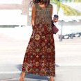 thumbnail image 2 of Estampado Casual Verano Cuello Redondo Vestido Floral Manga Corta Mujer Bolsillo Vestido Mujer Vestido Largo Pompotops ghjkhdj12543, 2 of 5