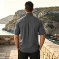 thumbnail image 7 of Men's Solid Short Sleeve Stand Collar Half Zip Outdoor Casual Sports Top Shirt Moisture Wicking Quick Dry UPF 50 Sun Protection Breathable Travel Gym Hiking Polo | JASKFLY,Dark Gray XL, 7 of 7