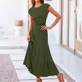 thumbnail image 4 of 2 Piece Skirt Set for Women Knit Ribbed Summer Outfits Short Sleeve Top with Long Skirts Elegant Suits, 4 of 9