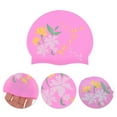thumbnail image 3 of Unique Bargains 1 Pc Waterproof Morning Glory Pattern Swim Cap Pink Yellow, 3 of 6