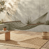 Fab Habitat Rope Recycled Polyester Hammock - Miami - Green - Indoor/Outdoor, Quick Dry, 2 Person 400 lbs Capacity - Patio, Poolside, Backyard, Garden, Beach, Balcony - 12-14 ft Adjustable