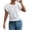 White #12, variant on Women’s Peplum Tops Summer 2037 Trendy Short Puff Sleeve Tops Front Tie Embroidery Elegant Blouse White 2XL