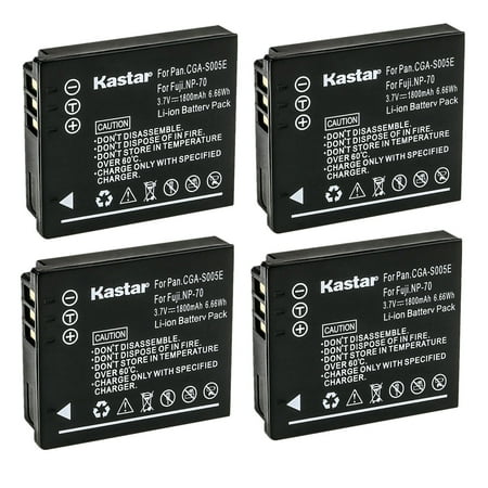 Kastar 4-Pack CGA-S005 Battery Replacement for Panasonic Lumix DMC- FX07 Lumix DMC- FX10 Lumix DMC- FX100 Lumix DMC- FX12 Lumix DMC- FX150 Lumix DMC- FX180 Lumix DMC- FX3 Lumix DMC- FX50 Camera