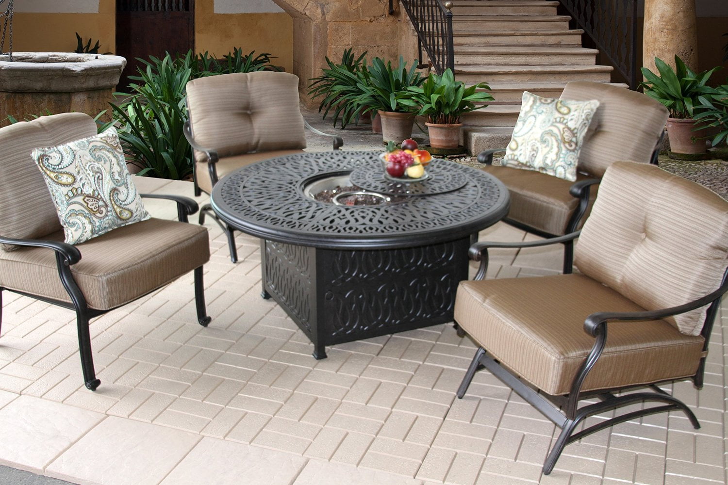 Elisabeth Fire Pit Outdoor Patio 4 Person Deep Seating Set 52