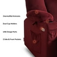 thumbnail image 7 of MCombo Electric Power Recliner Chair with Massage & Heat, Extended Footrest, USB Ports, 2 Side & Front Pockets, Cup Holders, Burgundy Red Plush Fabric 8015, 7 of 7