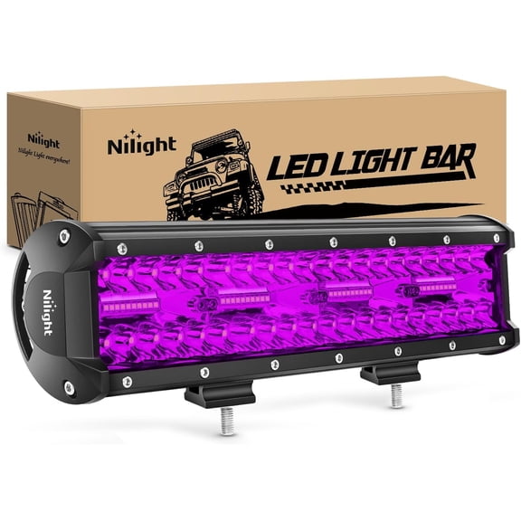 Nilight 12 Inch LED Light Bar Purple Triple Row 240W Flood Spot Combo Off Road Driving Decoration Neon Hunting Lighting for UTV Pick-up Van Boat Tractor
