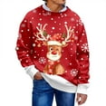 thumbnail image 4 of Men's Christmas Reindeer Snowman Penguin Santa and Snowflakes Sweater,Red,L, 4 of 7