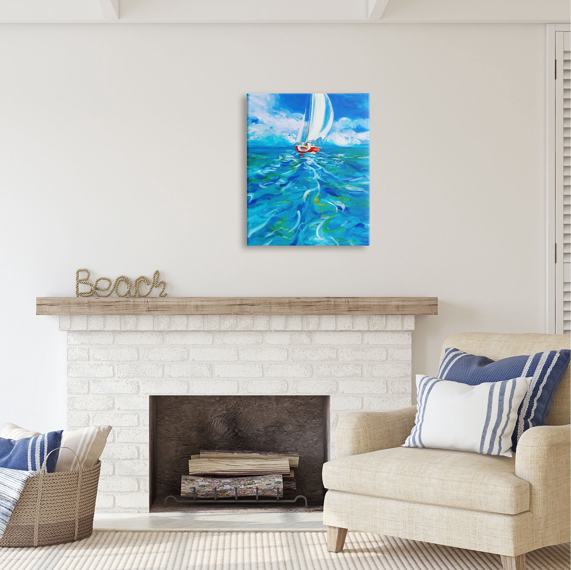 Stupell Industries Vivid Boat Wake Transportation Painting Gallery Wrapped Canvas Print Wall Art, 24 x 30