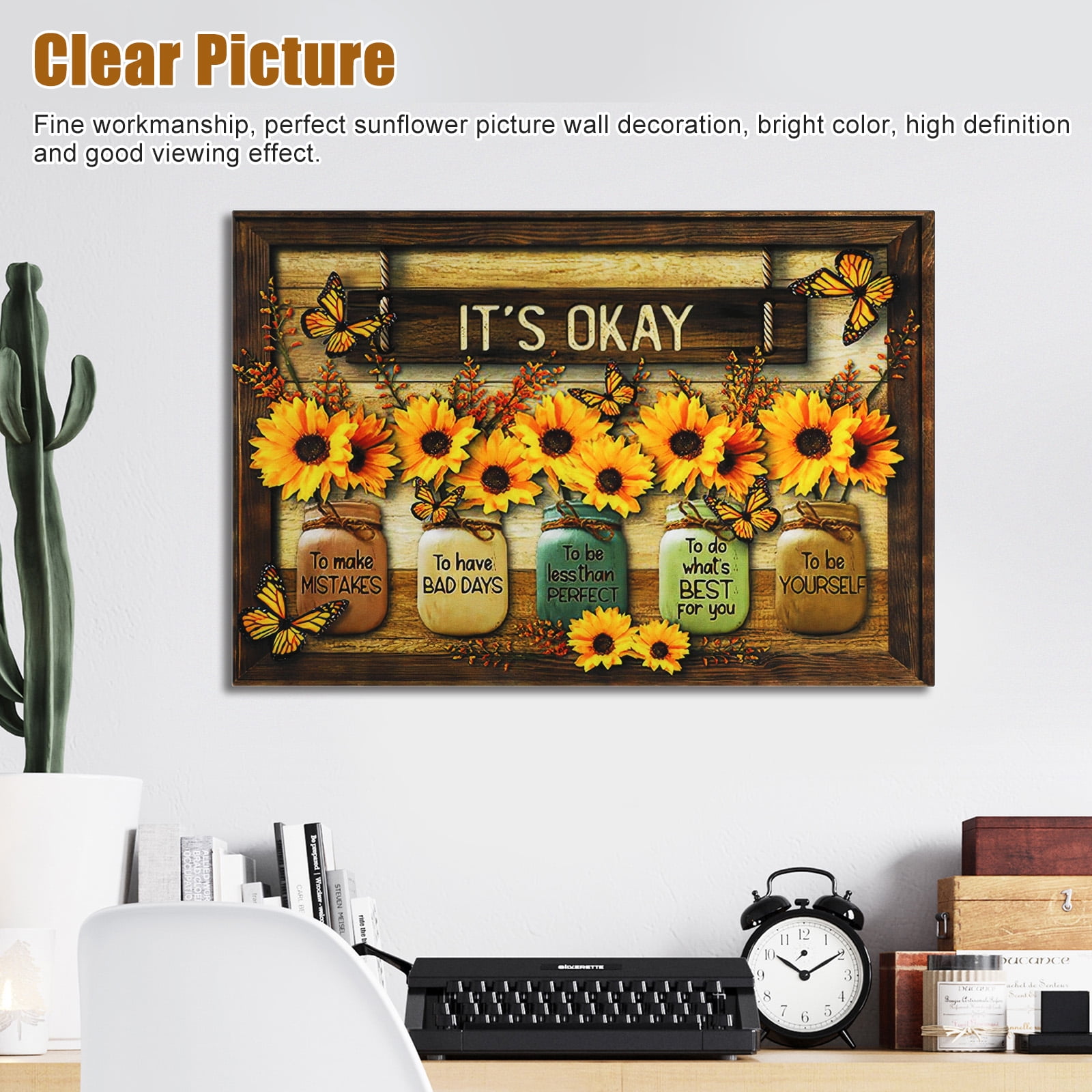 Sunflower Canvas Wall Art, EEEkit 11.81x17.72in Rustic Wall Art Vintage  Sunflower Canvas Wall Decor Flowers Abstract Paintings Frameless Picture Prints  Artwork for Office Kitchen Room Decor