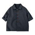 thumbnail image 2 of EnJoCho Boys Girls Lapel Trench Jacket Kids Button Down Outerwear Mid Length Casual Windbreaker Coat With Side Pockets For Fall Winter Holiday Daily Wear, 2 of 4