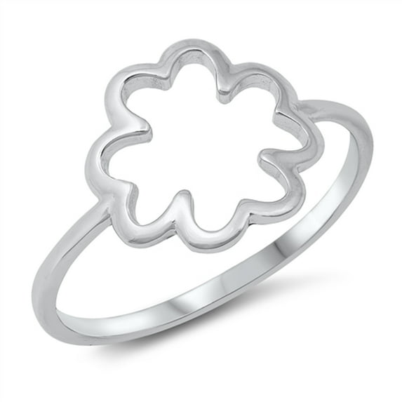 Open Clover Modern High Polish Ring .925 Sterling Silver Band Jewelry Female Male Unisex Size 9