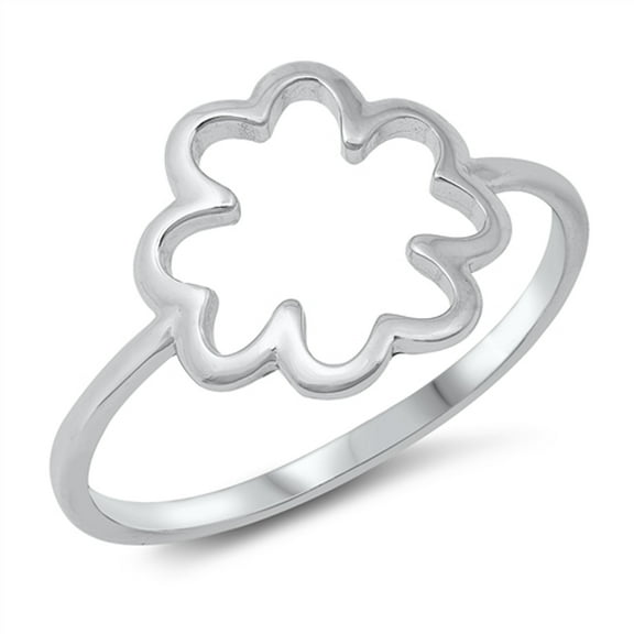 Open Clover Modern High Polish Ring .925 Sterling Silver Band Jewelry Female Male Unisex Size 4