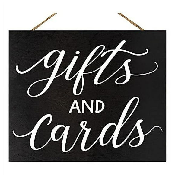 JennyGems Wedding Reception Sign, Gifts and Cards Hanging Wood Wedding Sign, Table Reception Sign, 12x10 Gift Table Sign for Wedding, Baby Shower, Birthday, Sweet 16, Housewarming, Wedding Decor