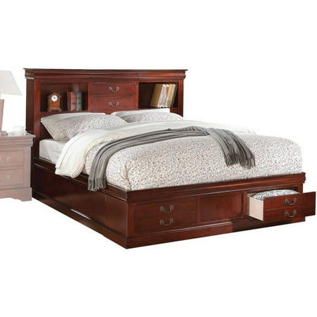 Acme Louis Philippe III King Bed with Storage, Cherry - 0