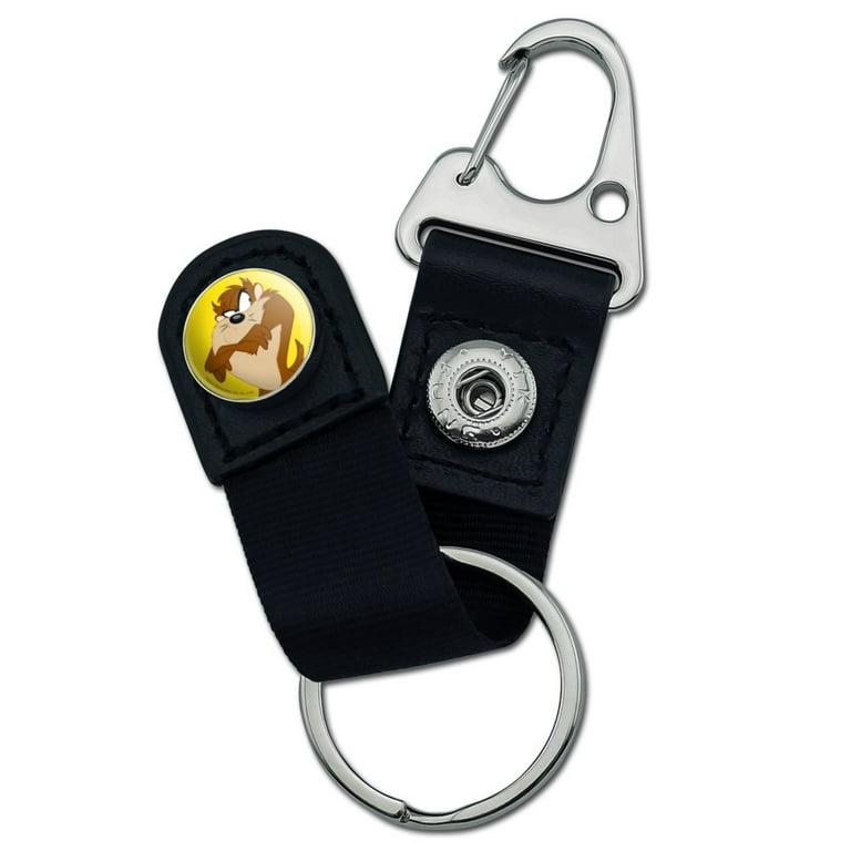 Looney Tunes Taz Keychain with Leather Fabric Belt Clip-On Carabiner