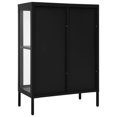 thumbnail image 3 of vidaXL Buffet Noir 75x35x105 cm Acier et Verre, 3 of 5