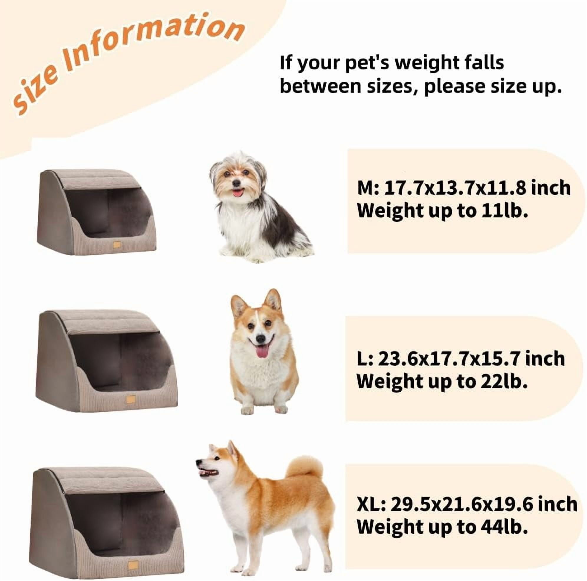 Large Dog House Indoor, Soft Plush Dogs Cave Bed Covered Pet Bed with Fluffy Washable Cushion, Portable Dog/Cat Pet Tent House for Medium Large Dogs (Grey, Medium)