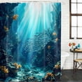 thumbnail image 2 of Natural Ocean Fish Bathroom Shower Curtains with 12 Hooks Waterproof Shower Curtain for Stalls and Bathtubs Coral Blue Underwater Coral Sunshine Decorative Bathroom Privacy Curtain 36x72 Inches, 2 of 9