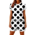 thumbnail image 3 of Domzest Womens 2 Piece Polka Dots Short Sets Short Sleeve Crew Neck Shirts & Elastic Waist Shorts 2026 Summer Lounge Set for Both Homewear and Going Out Black S, 3 of 5