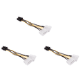 thumbnail image 1 of 3X A Dual 4-Pin Molex IDE to 6 Pin PCI-E Graphic Card Power Connector Cable Adapter,3x Dual 4 pin IDE connector to 6 pin PCI express power adapter,Black & White, 1 of 8