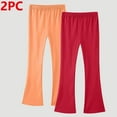 thumbnail image 4 of SERTG Children's Solid Color Yoga Pants Bottom Outwear Pants Loose Elastic Waisted Yoga Pants Two-Piece Set for Kids 3-14 Years(Watermelon Red,13 Years), 4 of 8