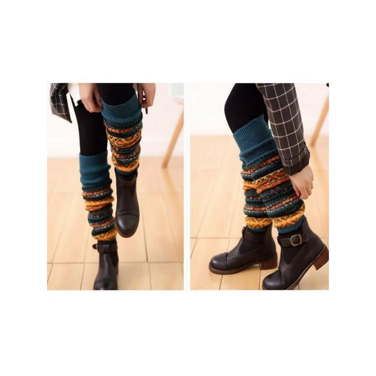 Women Wool Knit Leg Warmer Boot Warmer-Knee High Socks Winter Bohemian Boot  Cuffs Knit Crochet Leg Warmers