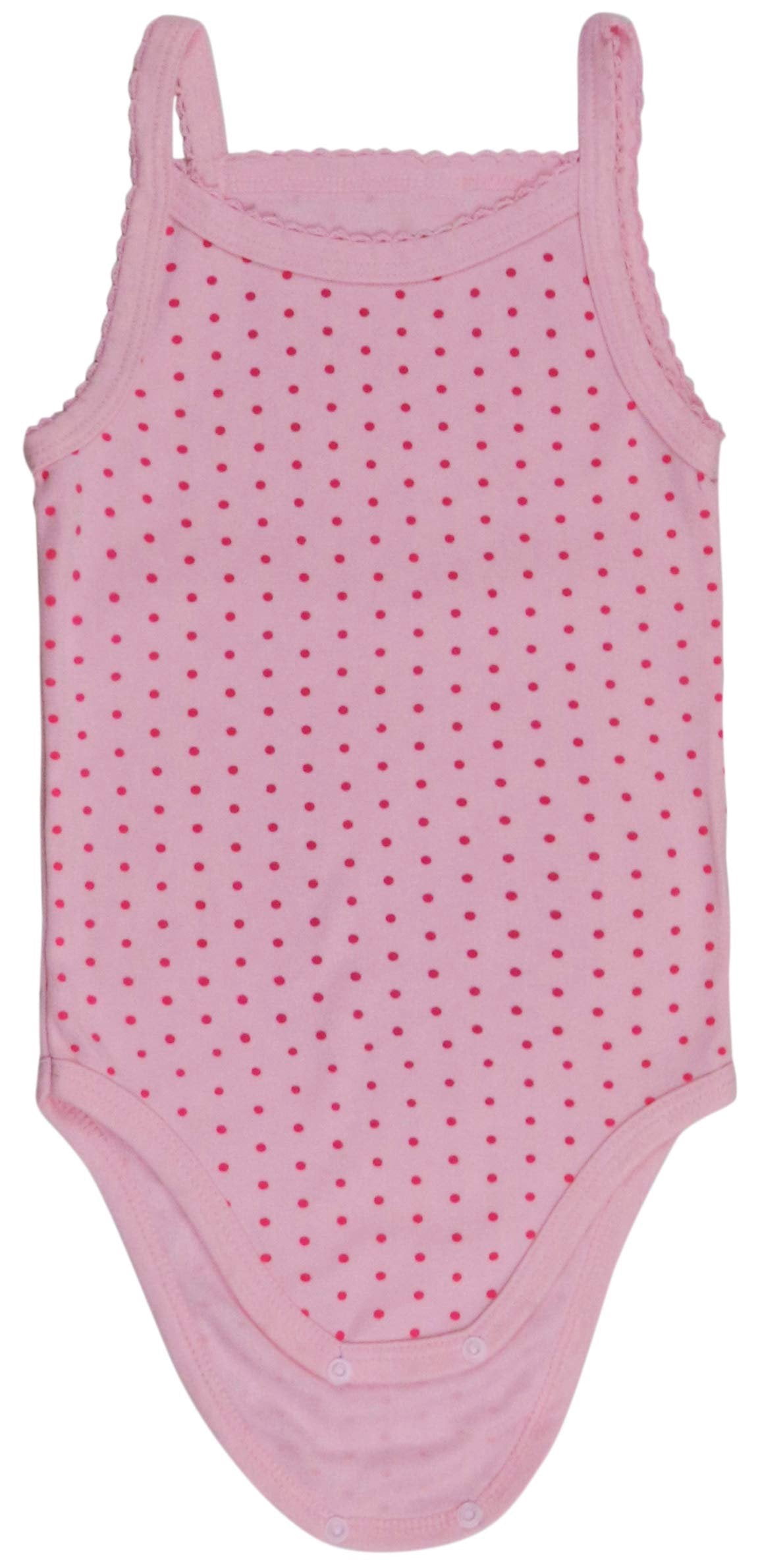 ToBeInStyle Girls' Pack of 4 Ultra-Soft Cotton Spaghetti Strap Baby Bodysuits w/ Ruffle Trim - Pastel Dots - 0-3 Months Old