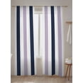 thumbnail image 5 of Sheer Curtains 84 Inches Long 2 Panels Set for Living Room, Purple Navy Blue Striped Semi Sheer Curtains for Windows, Farmhouse Stripe Art Voile Window Treatments Rod Pocket Curtain, 5 of 7