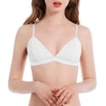 thumbnail image 4 of Qulqfy Lightly Lined Bras for Women White Lace No Underwire Triangle Thin Straps Bralette Tshirt Bras for Women M, 4 of 9