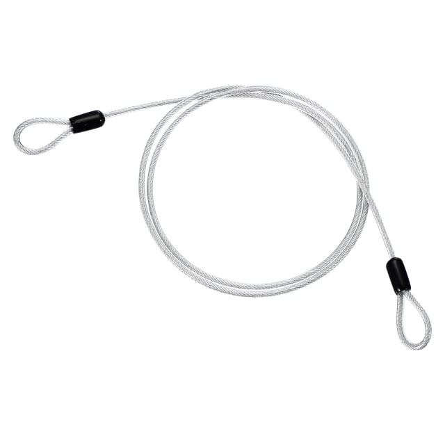 Uxcell Cable de acero inoxidable recubierto de vinilo con lazo, cadena de seguridad de alambre flexible para iluminación exterior 3/16" 4ft Transparente