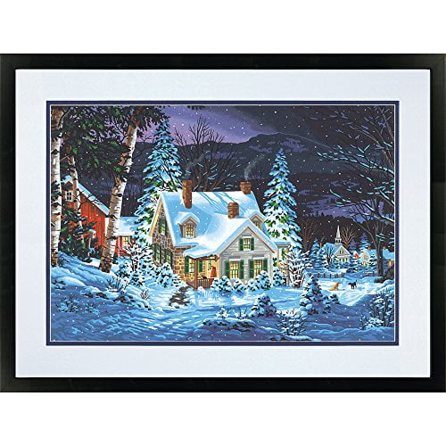 Dimensions 73-91614 Snowy Christmas Cabin Paint by Numbers for Adults, 20'' W x 14'' L