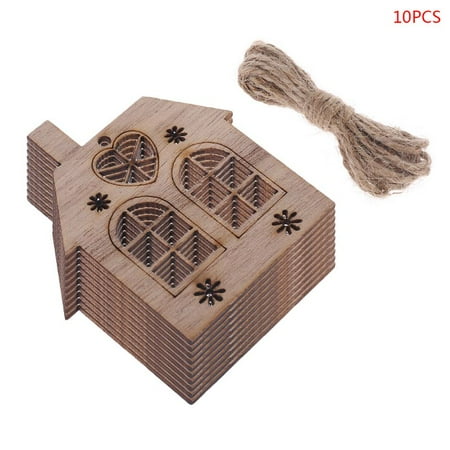

10pcs/set Christmas House DIY Wooden Pendant Hanging Tree Ornament DIY Crafts Pa