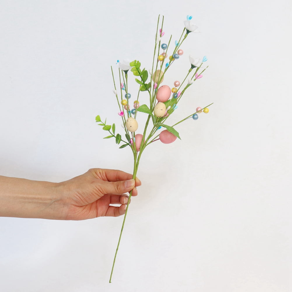 Artificial Easter Egg Berry Stems DIY Easter Rustic Easter Decorations for Easter Home Decor and Flower Arrangement D 3PCS
