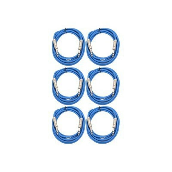 Seismic Audio SATRX-6 - Audio cable - stereo jack male to stereo jack male - 1.8 m - shielded - blue (pack of 6)