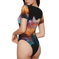 thumbnail image 2 of Vsdgher Bioluminescent Underwater Flower Prinr Short Sleeve Body suit for Womens, Sexy Onesie One Piece Round Neck Bodysuit Shapewear Tummy Control-Medium, 2 of 7