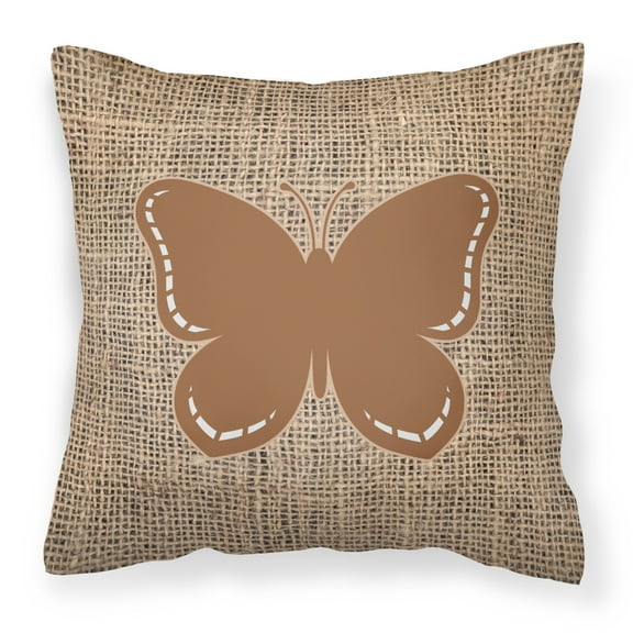 Carolines Treasures BB1035-BL-BN-PW1818 Butterfly Burlap and Brown   Canvas Fabric Decorative Pillow BB1035 18H x18W