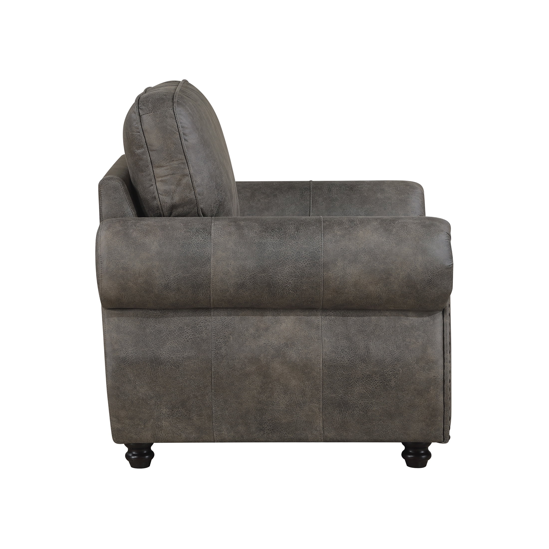 OakvillePark Solvane Microfiber Chair with Rolled Arm, Nailhead Trim, Brownish Gray