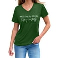 thumbnail image 5 of Holzkary Christian Shirts for Women Funny Christian Faith Bible T-Shirt Unisex Casual Basic T-Shirts Blouses Women's Walking By Faith Tripping Constantly Print T Shirt Casual V Neck T Shirt Green Xxl, 5 of 5