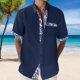 thumbnail image 4 of Camisas s Para Hombre Interior Camisa de vacaciones en la playa Camisa de cárdigan de manga corta Camisa de solapa en contraste con botones en los puños para hombre (Navy, 3XL), 4 of 5