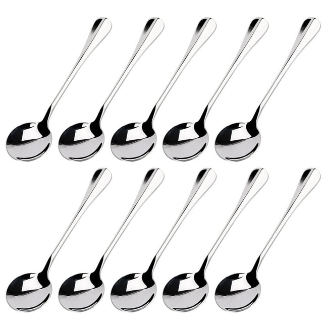Cuchara de acero inoxidable Unique Bargains para cocina de sopa de arroz papilla 13cm 10pcs