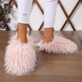 thumbnail image 4 of KAQ Unisex Fuzzy Faux Fur Slippers, Women's Fluffy Long Hair Sheep Faux Fur Slip on Slides, Girls Luxury Big Fluffy Outdoor Flat Slippers, Long Curly Hair Non-Slip Warm Home Slide Shoes, 4 of 13