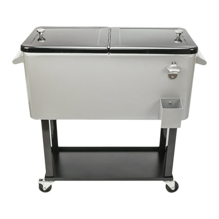 80 Qt Rolling Cooler Ice Chest Cart For Outdoor Patio Deck Party