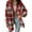 Wine, variant on Women's Warm Plaid Jacket Khaki Fall And Winter Lattice Splice Pocket Buttons Long Sleeve Casual Hooded Outwears L
