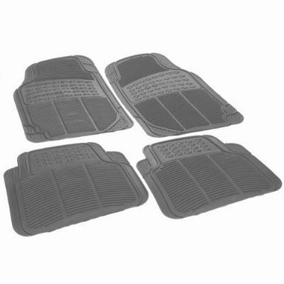 BMW Suv Car Truck Grey Smoke WaterProof Rubber Floor Mats Front & Rear Full Set & BMW Fancy Lanyard Keychain Holder