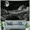 thumbnail image 4 of ONETECH Black and White Tapestry Starry Night Mountain Tapestries for Bedroom Aesthetic Moon and Stars Tapastry's Wall Hanging Dark Nature Forest Wall Tapestry for Living Room Dorm, 4 of 6